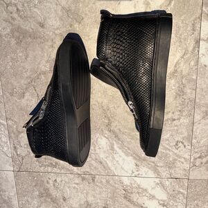 Sleek Black Textured Sneakers